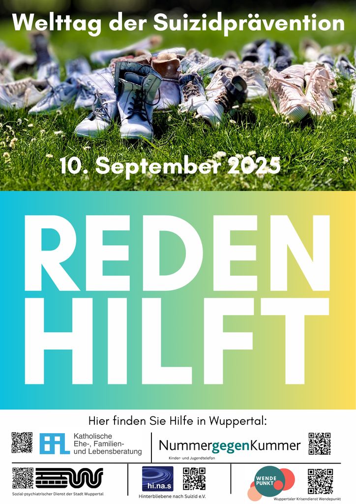 suizidpraev plakat blau gelb schuhe